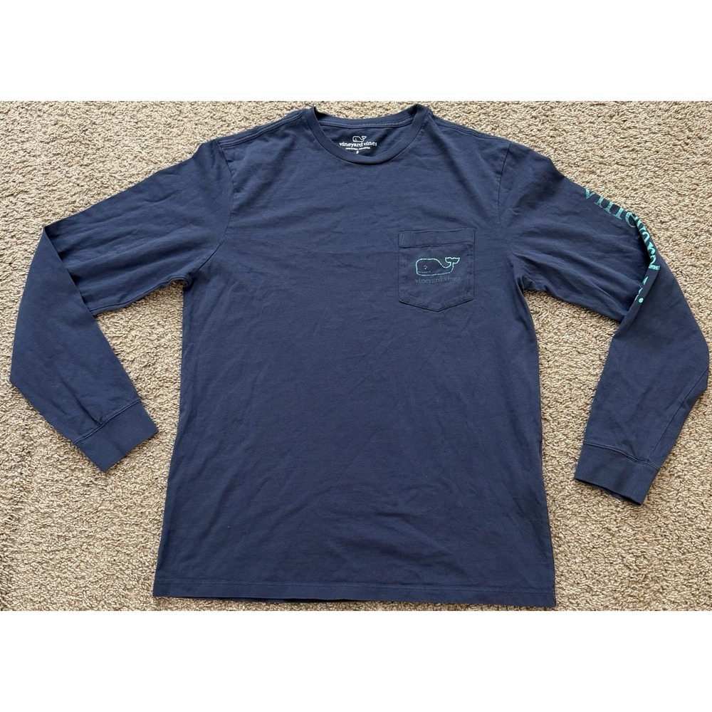 Vineyard Vines Men's Navy‎ Long Sleeve T Shirt Whale Size Small